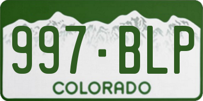 CO license plate 997BLP