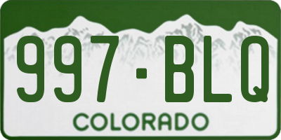 CO license plate 997BLQ