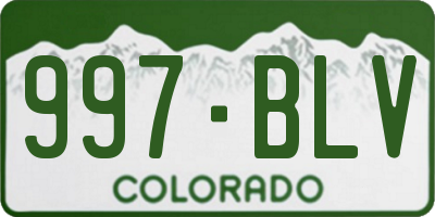 CO license plate 997BLV