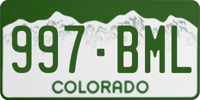 CO license plate 997BML