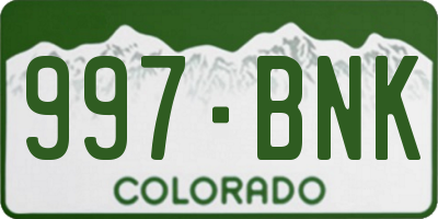 CO license plate 997BNK