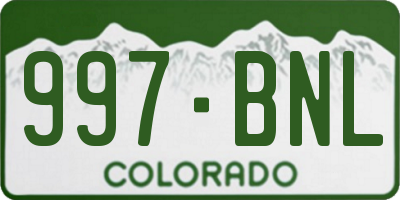CO license plate 997BNL