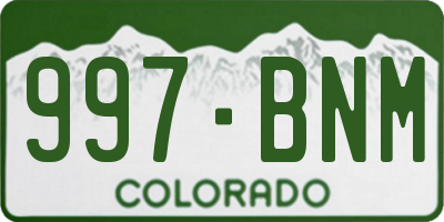 CO license plate 997BNM