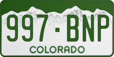 CO license plate 997BNP