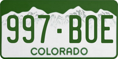 CO license plate 997BOE