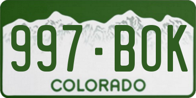 CO license plate 997BOK
