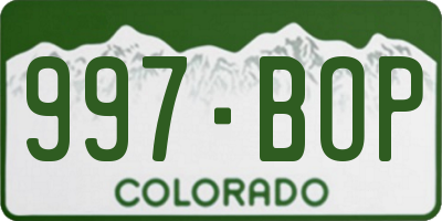 CO license plate 997BOP