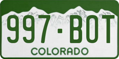CO license plate 997BOT