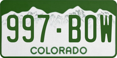 CO license plate 997BOW