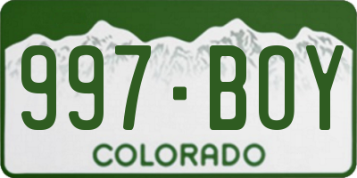 CO license plate 997BOY