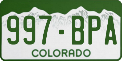 CO license plate 997BPA