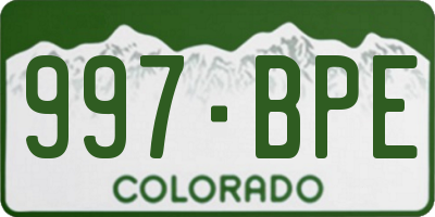 CO license plate 997BPE