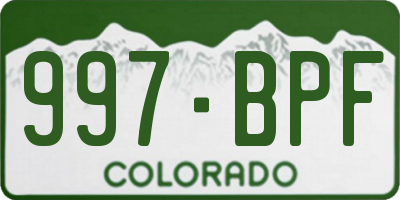 CO license plate 997BPF