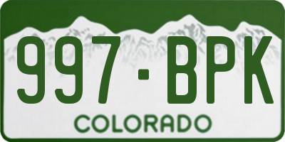 CO license plate 997BPK
