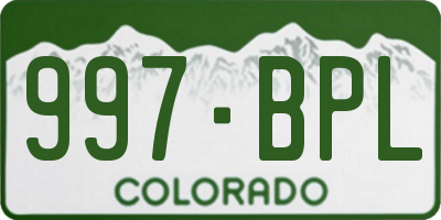 CO license plate 997BPL