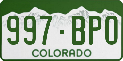 CO license plate 997BPO