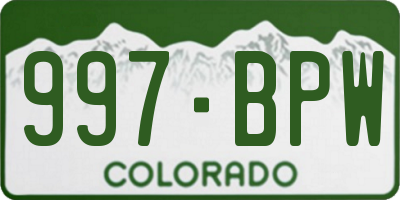 CO license plate 997BPW