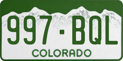 CO license plate 997BQL