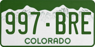 CO license plate 997BRE