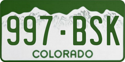 CO license plate 997BSK