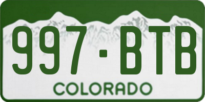 CO license plate 997BTB