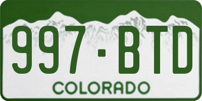 CO license plate 997BTD