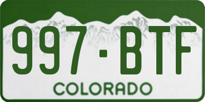 CO license plate 997BTF