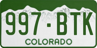 CO license plate 997BTK