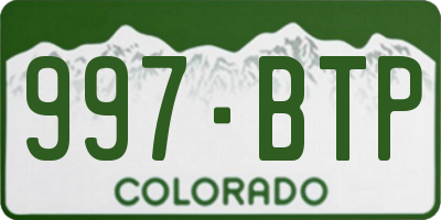 CO license plate 997BTP