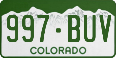 CO license plate 997BUV