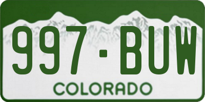CO license plate 997BUW