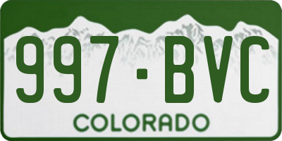 CO license plate 997BVC