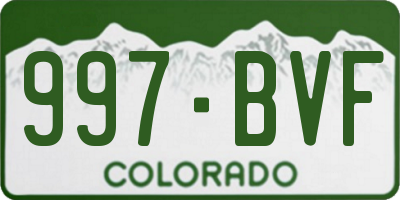 CO license plate 997BVF