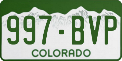 CO license plate 997BVP