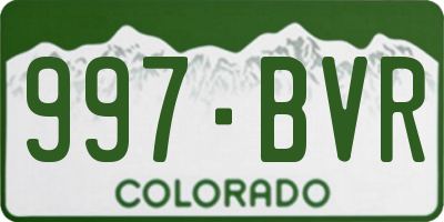 CO license plate 997BVR