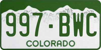 CO license plate 997BWC