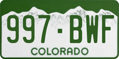 CO license plate 997BWF