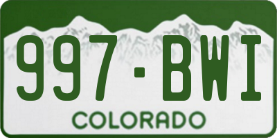 CO license plate 997BWI