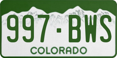 CO license plate 997BWS