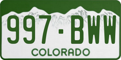 CO license plate 997BWW