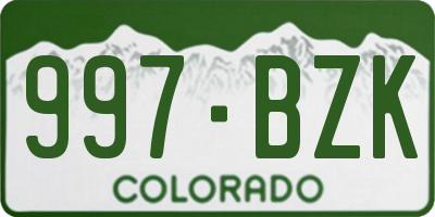 CO license plate 997BZK
