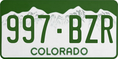 CO license plate 997BZR