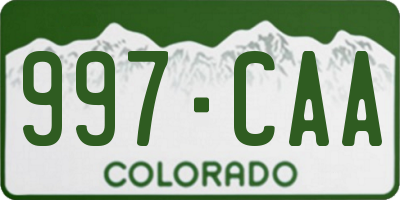 CO license plate 997CAA