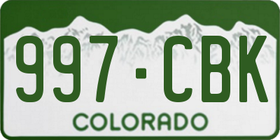 CO license plate 997CBK