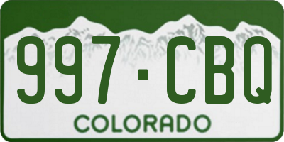 CO license plate 997CBQ