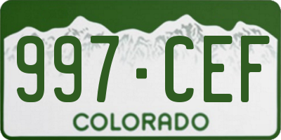 CO license plate 997CEF