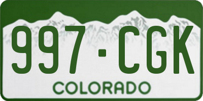 CO license plate 997CGK