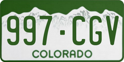 CO license plate 997CGV