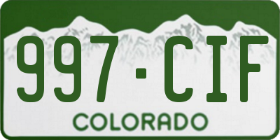 CO license plate 997CIF