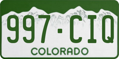 CO license plate 997CIQ